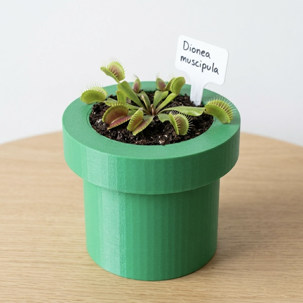 Vaso Autoirrigante "Super Tube" Mario per Piante Carnivore - Tubo verde - immagine 6